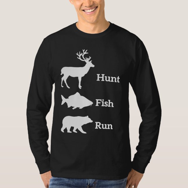Camiseta Hunting Fishing Hunt Fish Run Bear (Anverso)