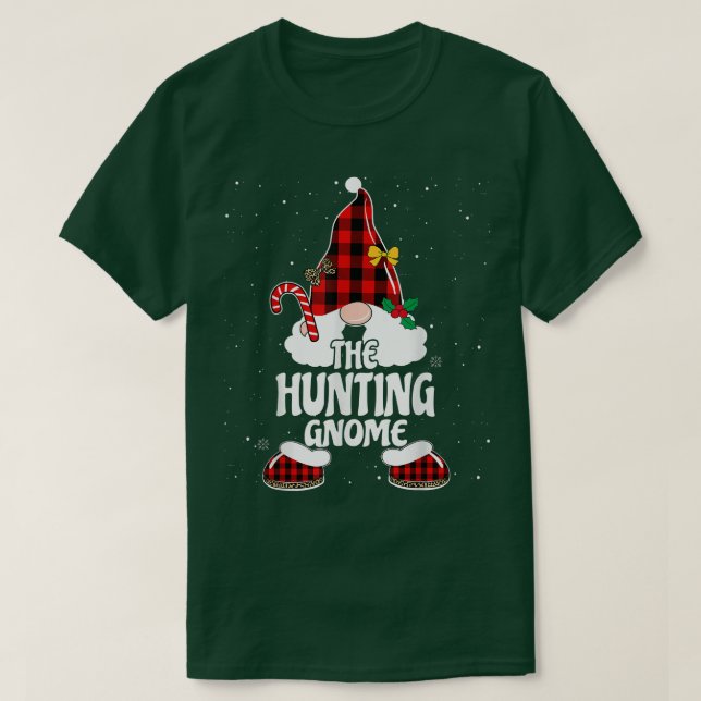 Camiseta Hunting Gnome Buffalo Plaid Matching Family Christ (Diseño del anverso)
