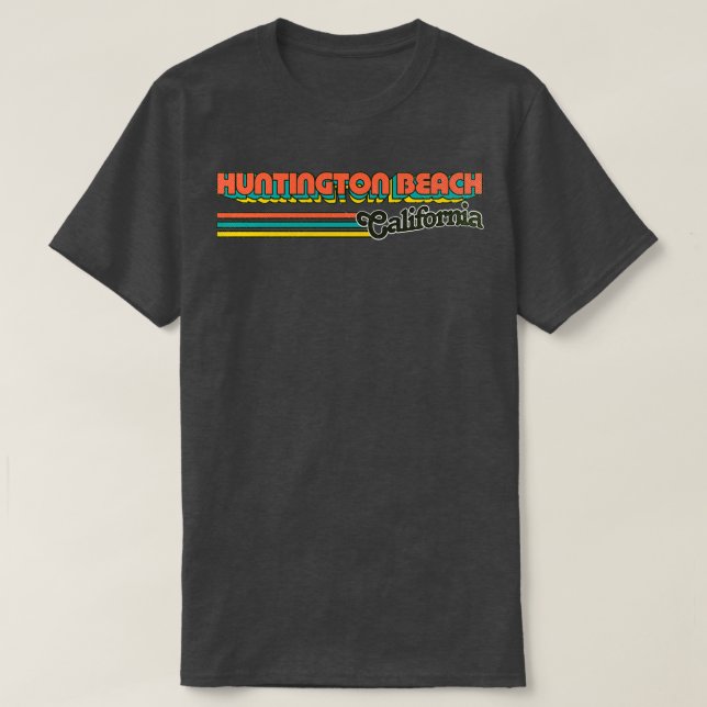 Camiseta Huntington Beach CA City Stripes (Diseño del anverso)