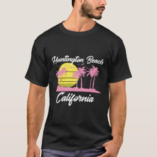 Camiseta Huntington Beach California Atardecer Vintage Palm