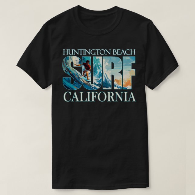 Camiseta Huntington Beach California Beach Surfing (Diseño del anverso)