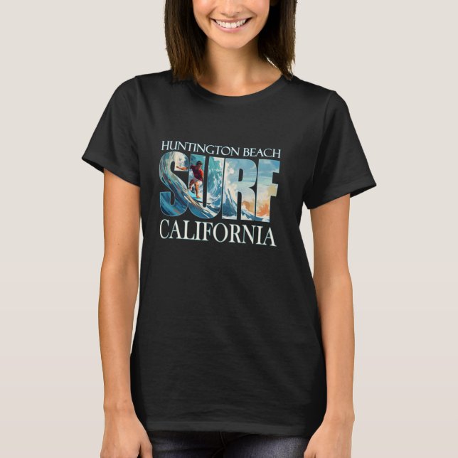 Camiseta Huntington Beach California Beach Surfing (Anverso)