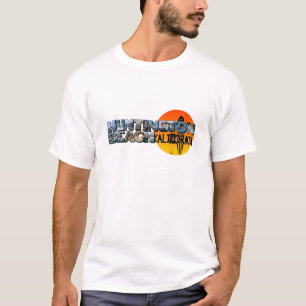 Camiseta Huntington Beach California Letra Grande con Sol