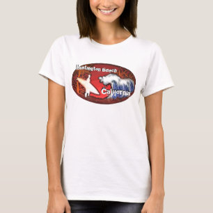 Camiseta Huntington Beach California surfer wave art tee