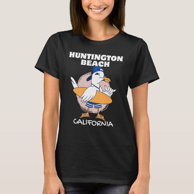 Camiseta HUNTINGTON BEACH CALIFORNIA Surfing Retro Wave Vin (Anverso)