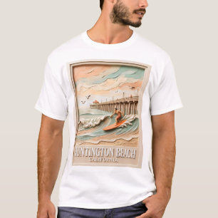 Camiseta Huntington Beach California Textura Surfista Surfe