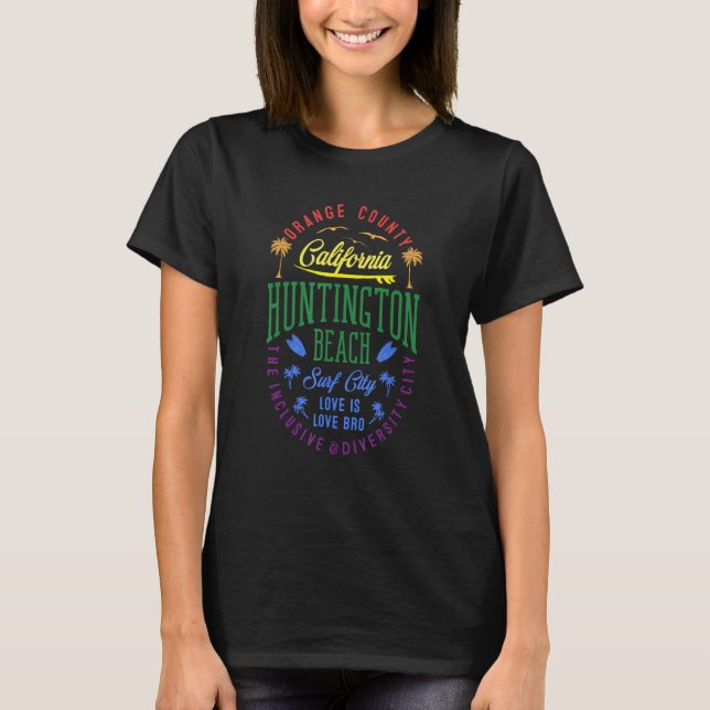 Camiseta Huntington Beach Inclusive & Diversity City Badge  (Anverso)