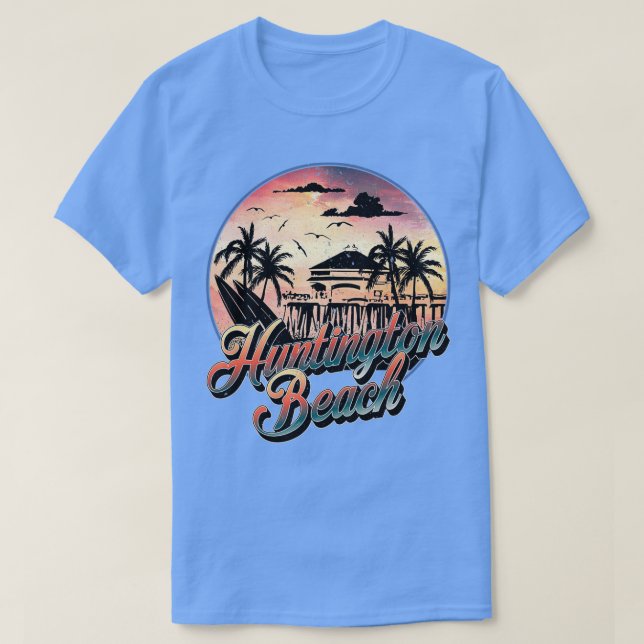 Camiseta Huntington Beach Pier Vintage Sunset Surfboard Sur (Diseño del anverso)