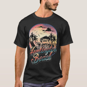 Camiseta Huntington Beach Pier Vintage Sunset Surfboard Sur