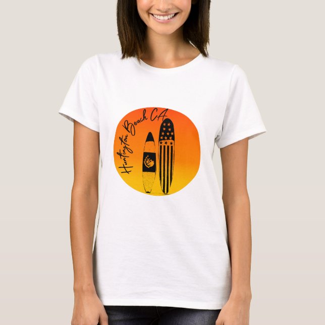 Camiseta "Huntington Beach Surfboards and Sunsets" (Anverso)