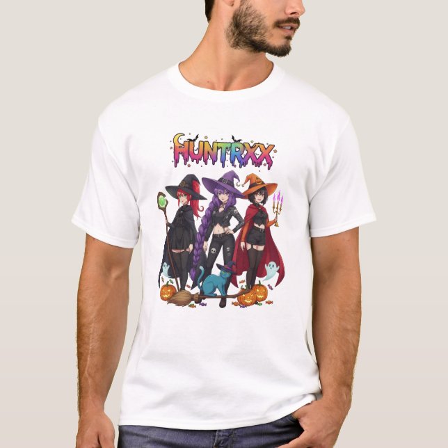 Camiseta HUNTRRXX Witches with Cat and Pumpkins - Spooky  (Anverso)