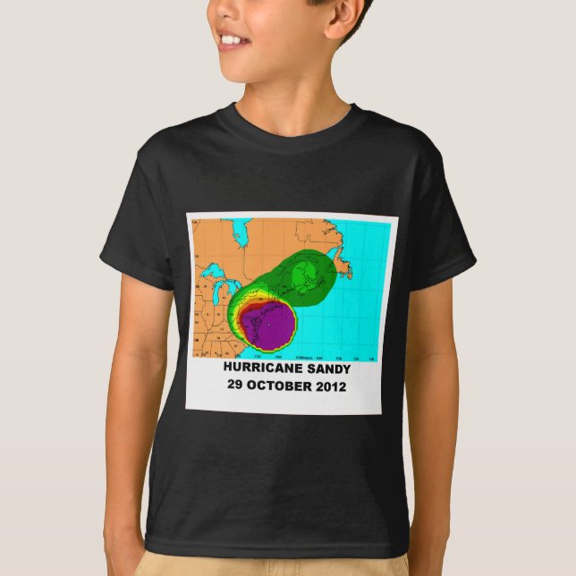 Camiseta Huracán Sandy mapa del 29 de octubre de 2012 (Anverso)