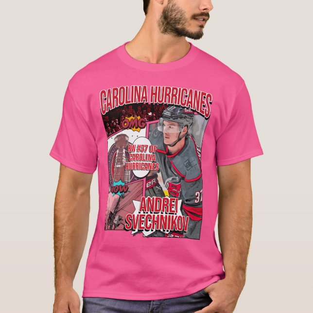 Camiseta Huracanes de arte hockey Andrei Svechnikov 1 (Anverso)