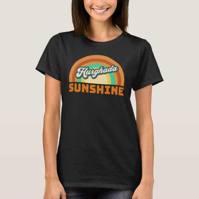 Camiseta Hurghada Sunshine Retro Mujeres Negras (Anverso)