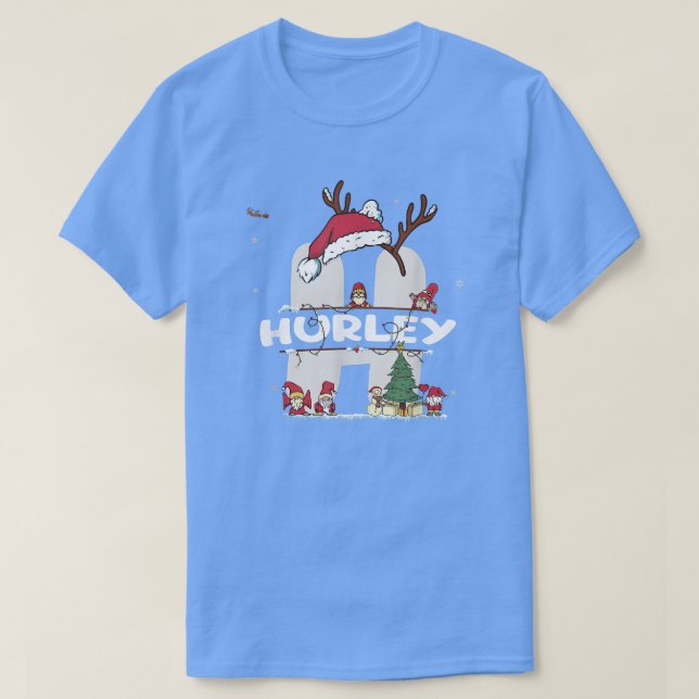 Camiseta Hurley Navidades con nombre Hurley para navidades  (Diseño del anverso)