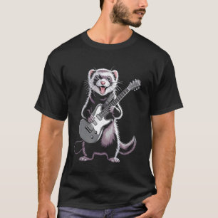 Camiseta Hurón divertido guitarra animal