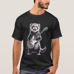 Camiseta Hurón divertido guitarra animal