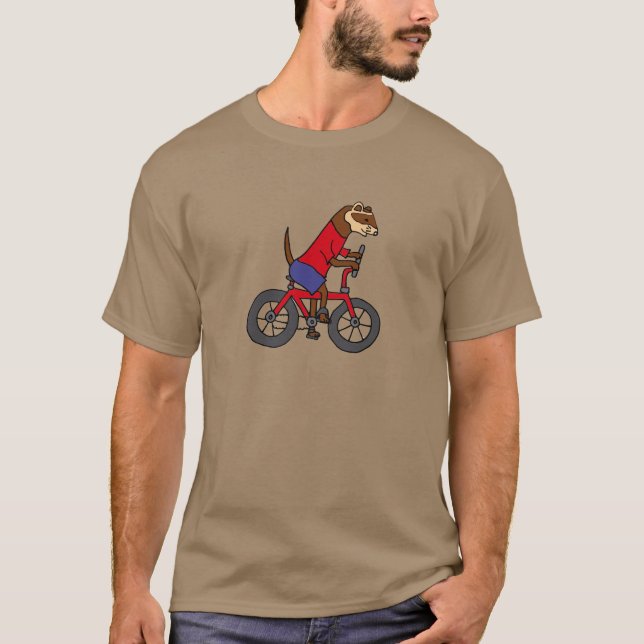Camiseta Hurón divertido que monta la bicicleta roja (Anverso)