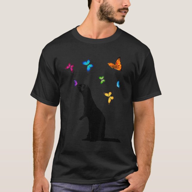 Camiseta hurón lindo con mariposa (Anverso)