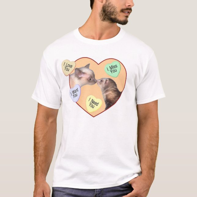 Camiseta Hurón y gato en corazón (Anverso)