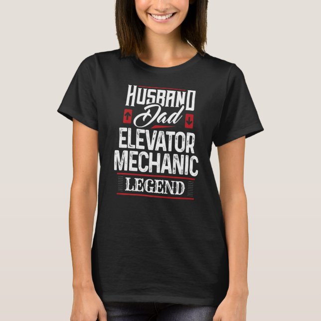 Camiseta Husabnd Dad Elevator Mechanic Legend Technician Ap (Anverso)