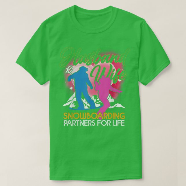 Camiseta Husband And Wife Snowboarding Partners For Life  (Diseño del anverso)