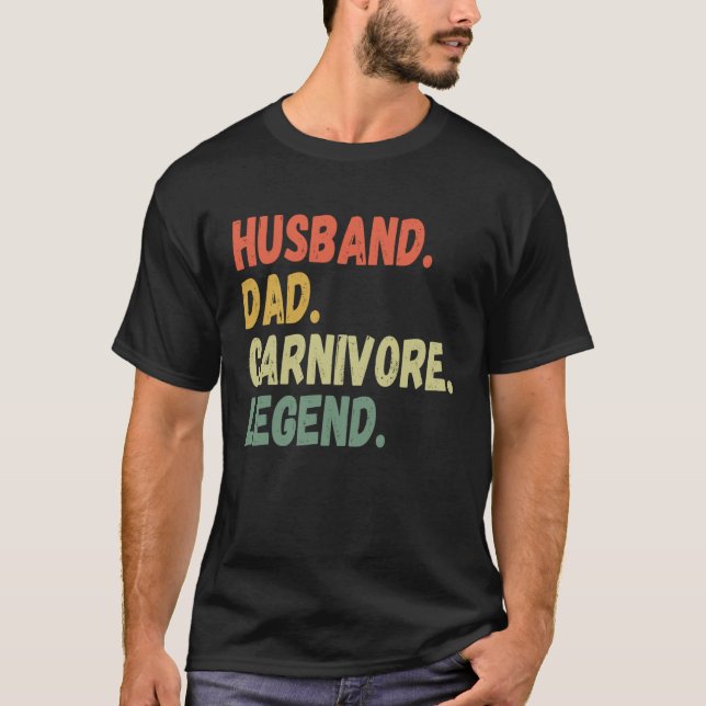 CAMISETA HUSBAND DAD CARNIVORE LEGEND  MEAT LOVING FATHER G (Anverso)