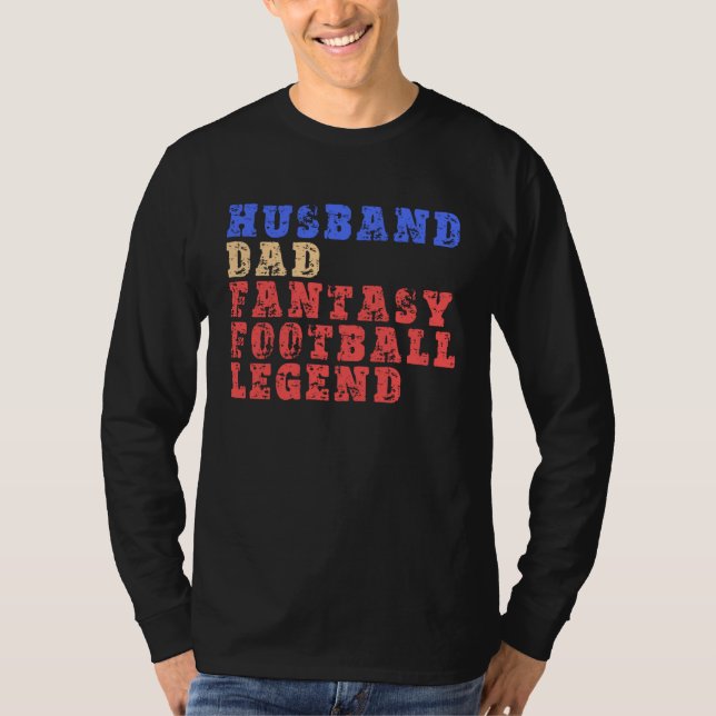 Camiseta Husband Dad Fantasy Football Legend  Mens Retro (Anverso)