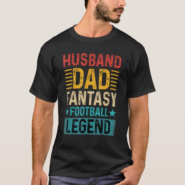 Camiseta Husband Dad Fantasy Football Legend Retro Father s (Anverso)