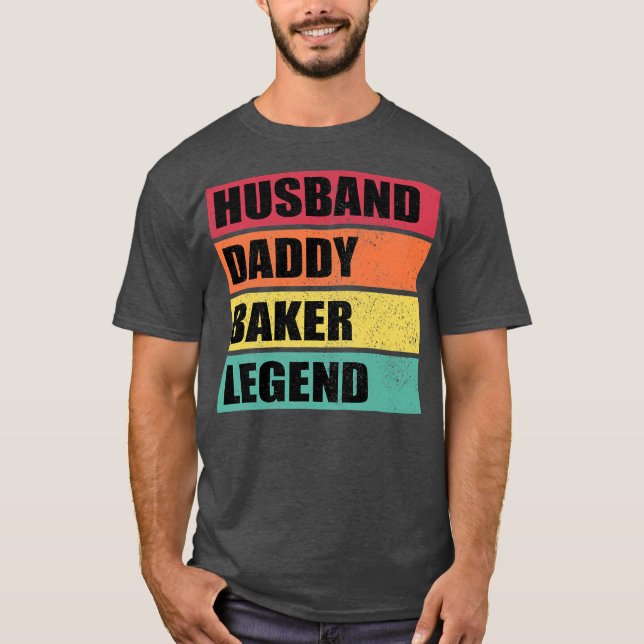 Camiseta Husband Daddy Baker Legend Retro Father's Day  (Anverso)