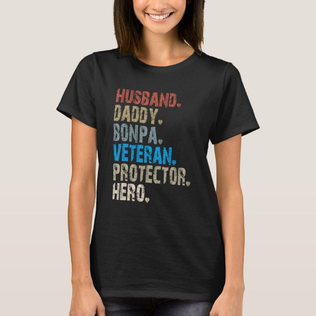 Camiseta Husband Daddy Bonpa Veteran Protector Hero (Anverso)