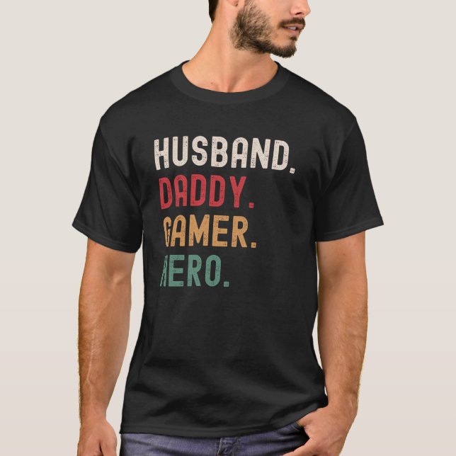 Camiseta Husband Daddy Gamer Hero (Anverso)
