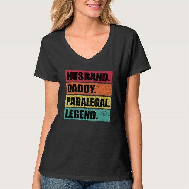 Camiseta Husband Daddy Paralegal Legend Retro Father's Day (Anverso)