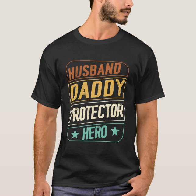 Camiseta Husband Daddy Protector Hero Fathers Day Camo Amer (Anverso)