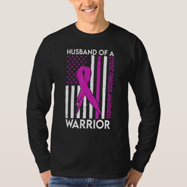 Camiseta Husband Of A Warrior Cystic Fibrosis Awareness Sup (Anverso)