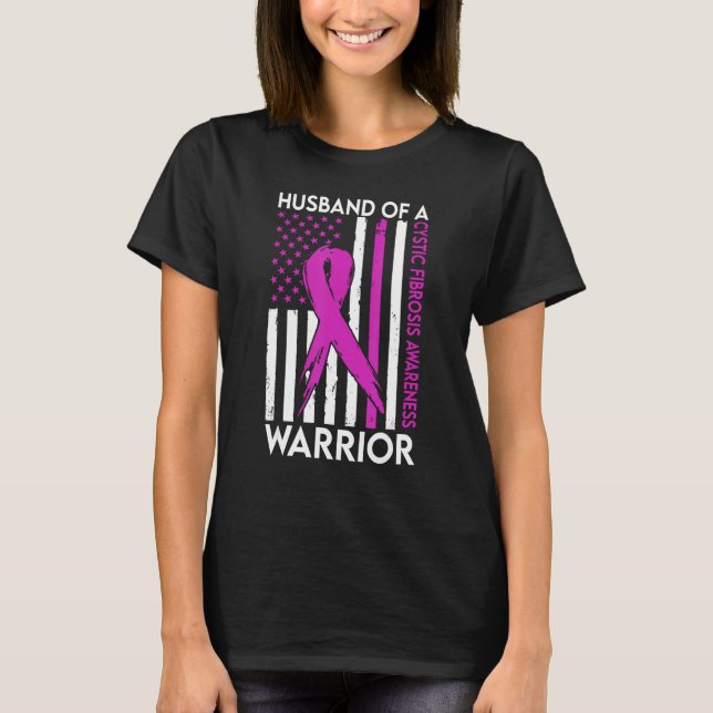 Camiseta Husband Of A Warrior Cystic Fibrosis Awareness Sup (Anverso)