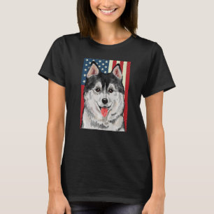 Camiseta Huskies 4 de julio Husky siberiano Bandera america