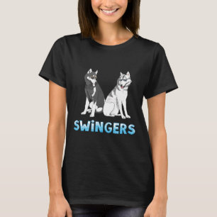 Camiseta Huskies Siberianos Usando Arco Gracioso De Camisas