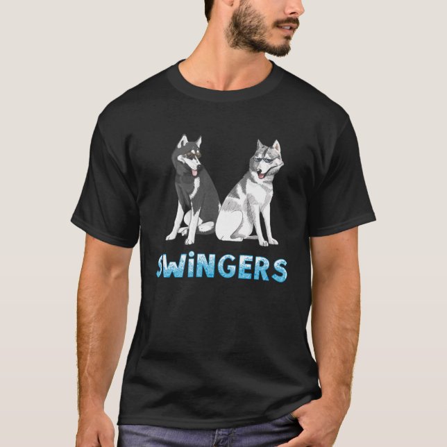 Camiseta Huskies Siberianos Usando Glass Swing Dog Sled (Anverso)