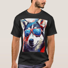 Camiseta Husky 4 de julio bandera estadounidense