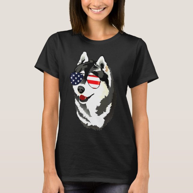 Camiseta Husky 4 De Julio Gafas De Sol (Anverso)