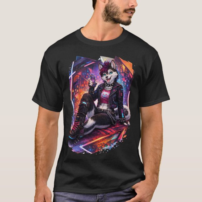 Camiseta Husky ciberpunk (Anverso)