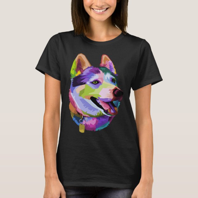 Camiseta husky Colorful Dog Pop Style (Anverso)