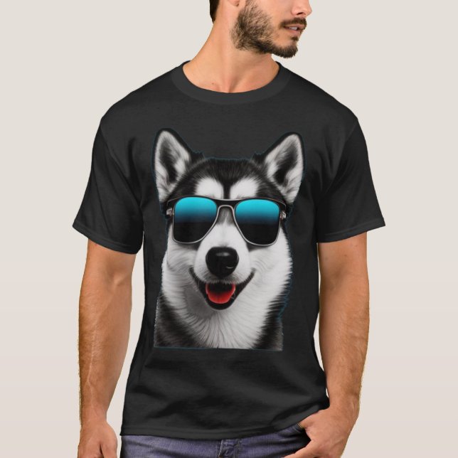 Camiseta Husky con gafas de sol (Anverso)