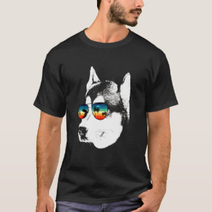 Camiseta Husky con gafas de sol de vidrio