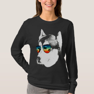 Camiseta Husky con gafas de sol de vidrio