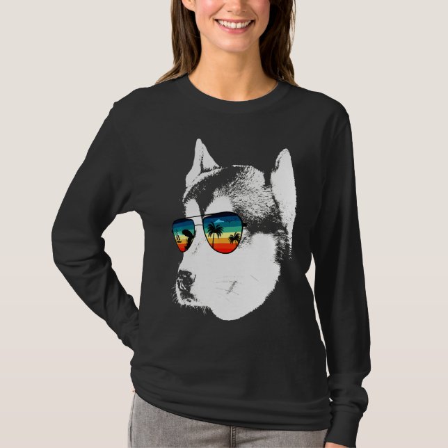 Camiseta Husky con gafas de sol de vidrio (Anverso)