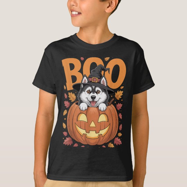 Camiseta Husky Costume On Pumpkin Halloween Siberian Husky  (Anverso)