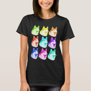 Camiseta Husky Cute Dog Colorous Art Puppy