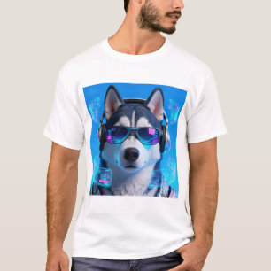 Camiseta Husky Cyberpunk   Avatar de estilo tecnológico neo
